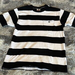 AAPE By A Bathing Ape Striped Tee with Chest Pocket - Black & White